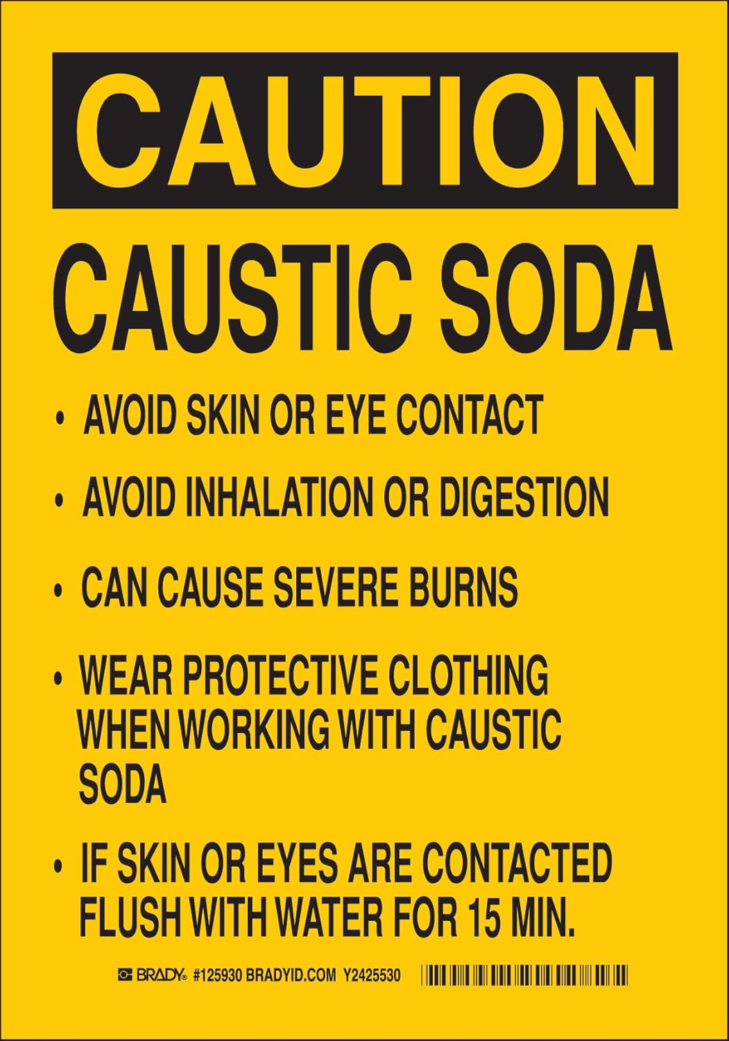 Brady 125929 Chemical Hazard Sign, Legend 
