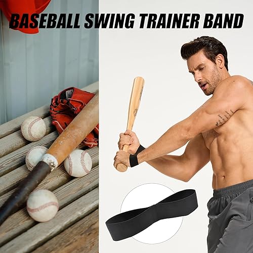 Miniatura 10 de Bandas de resistencia de béisbol y sóftbol con banda de entrenamiento de swing de béisbol, equipo de entrenamiento de fuerza de brazo para