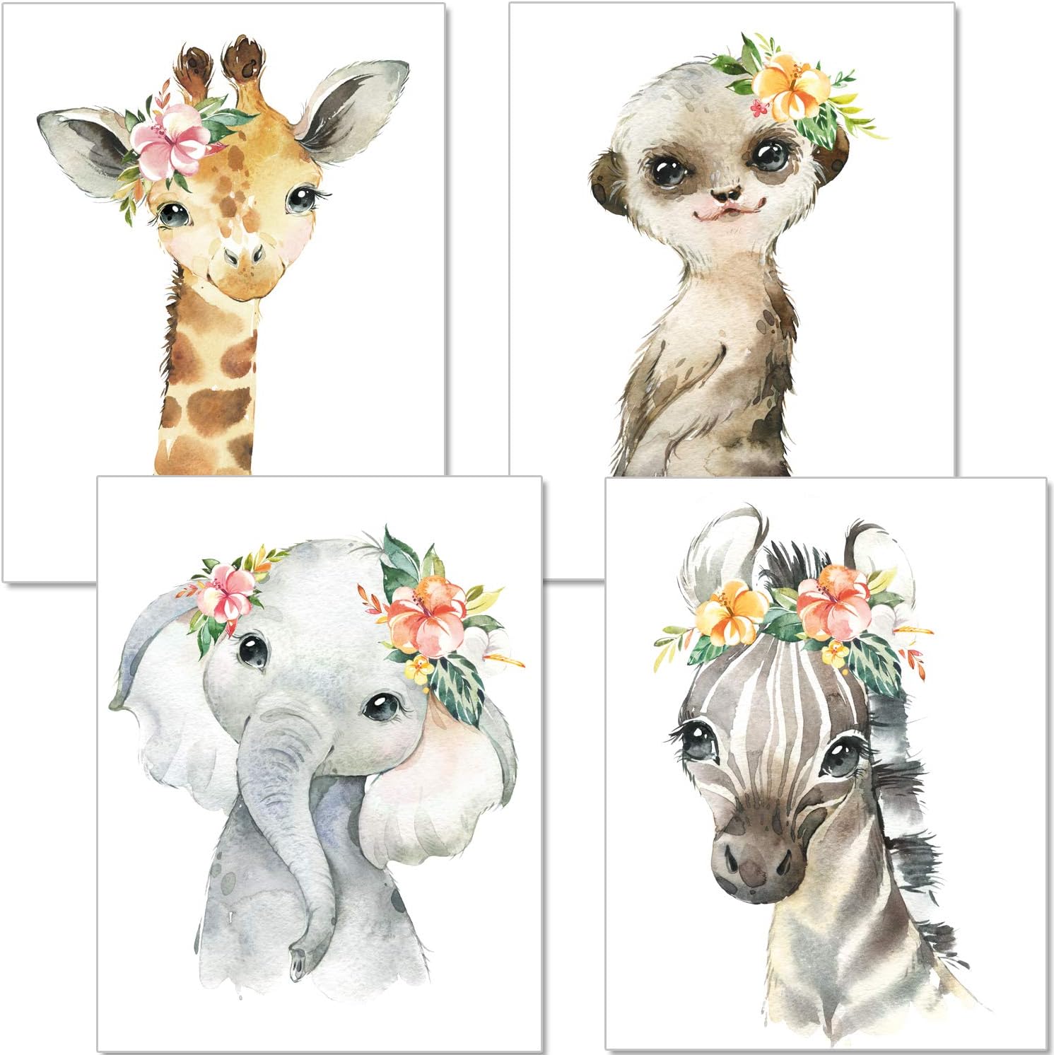 artpin® Juego de 4 pósteres para habitación infantil – A4 Imágenes para habitación de bebé, decoración para niñas (P36