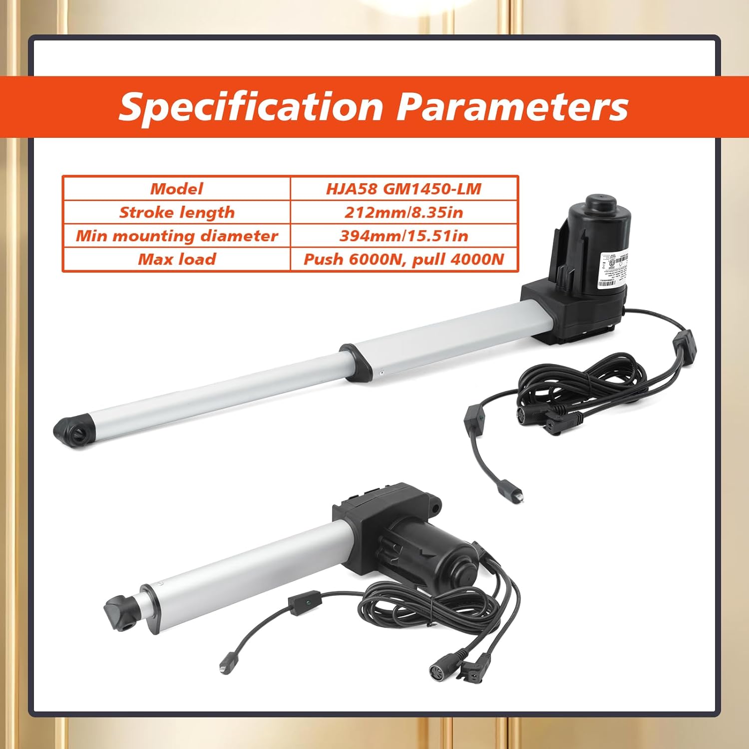 HJA58 Lift Chair Linear Actuator Replacement for Richmat Compatible with Electric Recliner Adjustable Sofas Replace GM1450-LM C109580A5800623