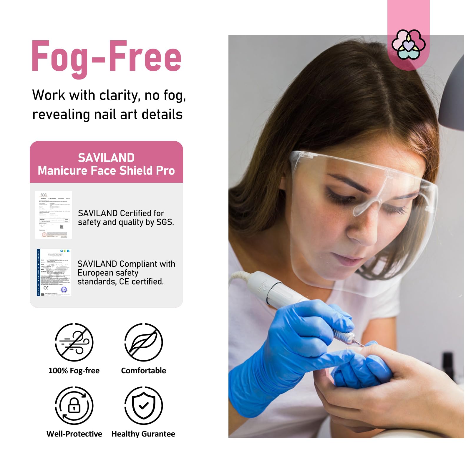Saviland Nail Face Mask for Nail Drill: Salon Clear Visibility & Comfortable Wear Full Face Mask Splash Resistant Quicker DIY Nail Art Tools - Image 2