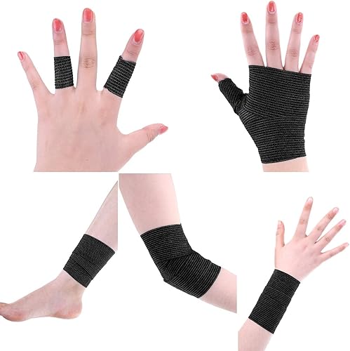 Miniatura 7 de Paquete de 24 vendajes cohesivos autoadherentes, 2 pulgadas x 5 yardas, cinta elástica de agarre negro para perros, vendajes atléticos para primeros