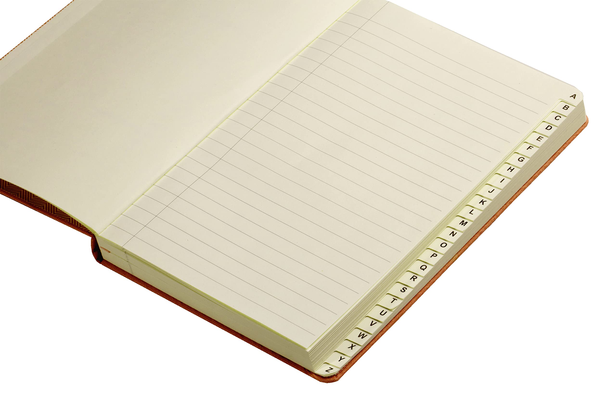 A5 Index Notebook Hardback Linen Fabric Cover 8mm Ruled Margin A-Z Tabs 264 Pages 100 GSM Ivory Paper - FSC Approved (Pastel Pink) - Image 2