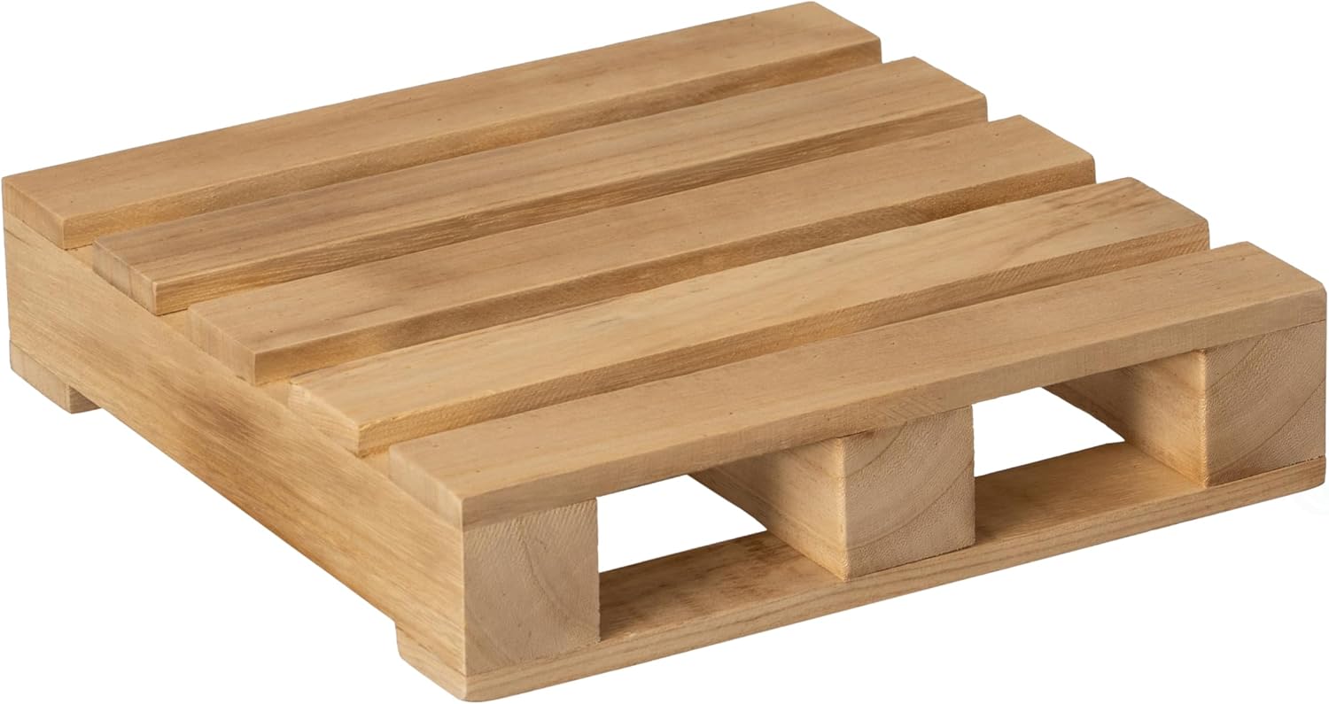 Vintiquewise 13-inch Rustic Wooden Pallet Display Stand Natural Wood Riser for Home Decor Table Centerpiece Candle or Dessert Holders Plant Pot DIY Craft Party Accents and Event Presentation