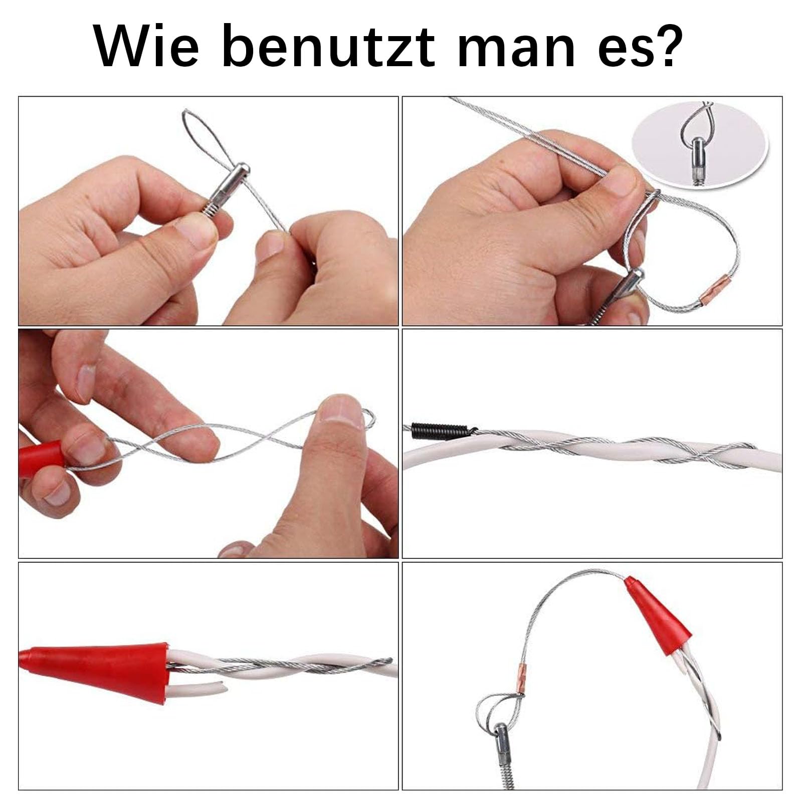 Ayuda para pasar cables, espiral de inserción de 20 m, diámetro de 4 mm para guía de cables, ayuda para el tendido de cables, ayudas para pasar cables, adecuado para fibra óptica, electricidad