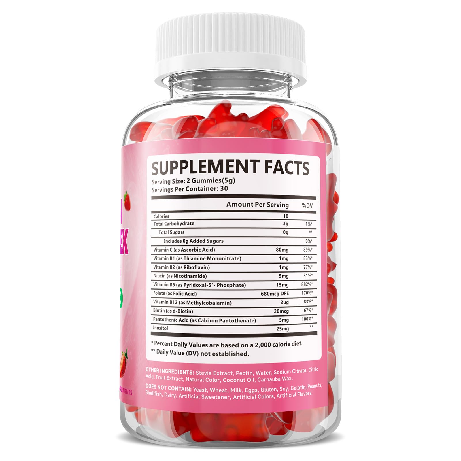 Vitamin B-Complex Gummies for Women & Men, Strawberry Flavor, 60 Count — Amazon image 2