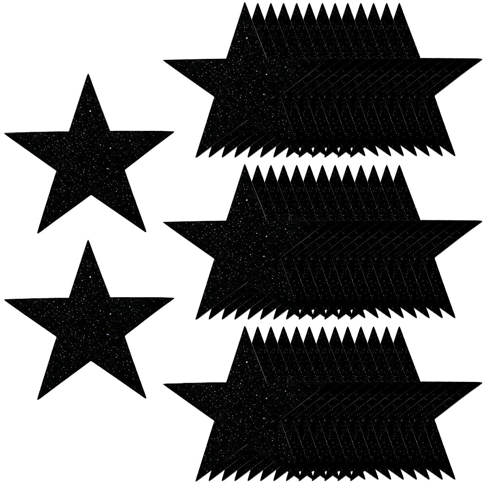 Étoiles en carton noir 15 cm double face | Kit déco de 50 pièces pour anniversaire et affichage