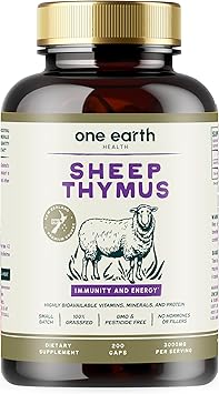 One Earth Health Grass Fed Thymus - New Zealand Sourced Thymus. 3,000mg per Serving, 200 Count