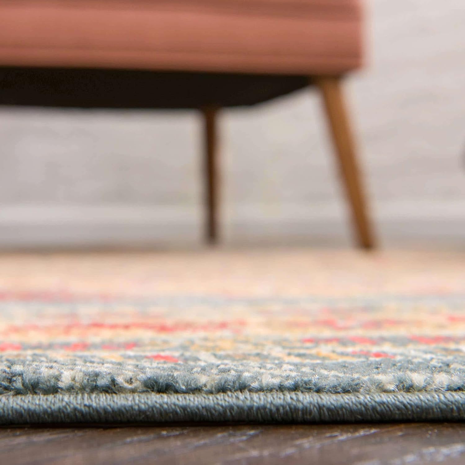 Rugs.com Kashkuli Gabbeh Collection Rug – 4' x 6' Blue Medium Rug Perfect for Entryways, Kitchens, Breakfast Nooks, Accent Pieces