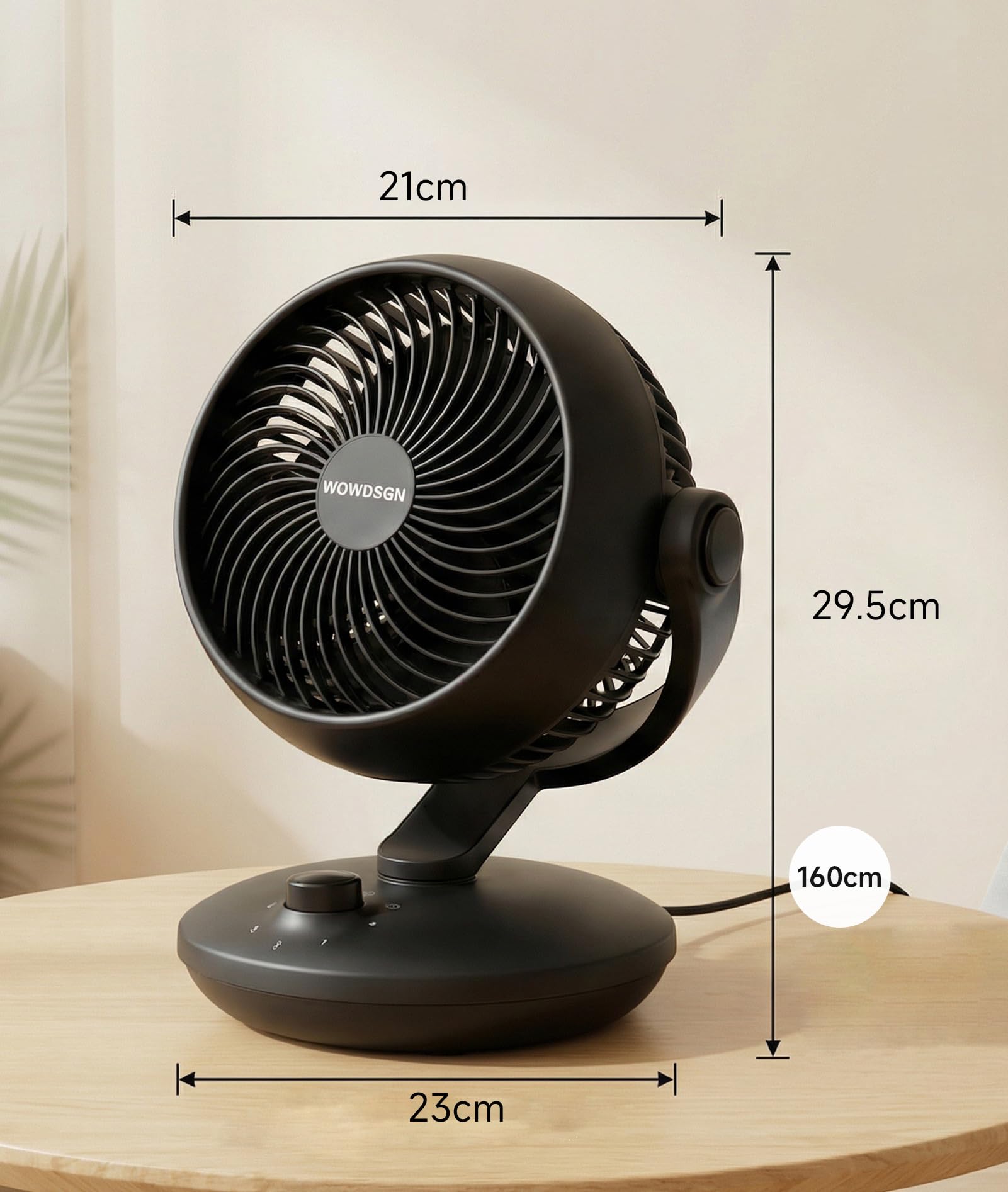 WOWDSGN Ventilador de Mesa Silencioso 24dB, Potente Ventilador Circulación de Ai