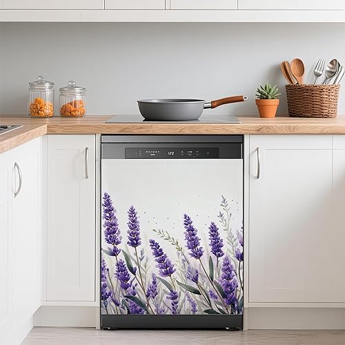 Miniatura 26 de Cubierta decorativa de imanes para lavavajillas de los años 70, diseño floral retro, impermeable, magnético, para lavavajillas, cubierta magnética