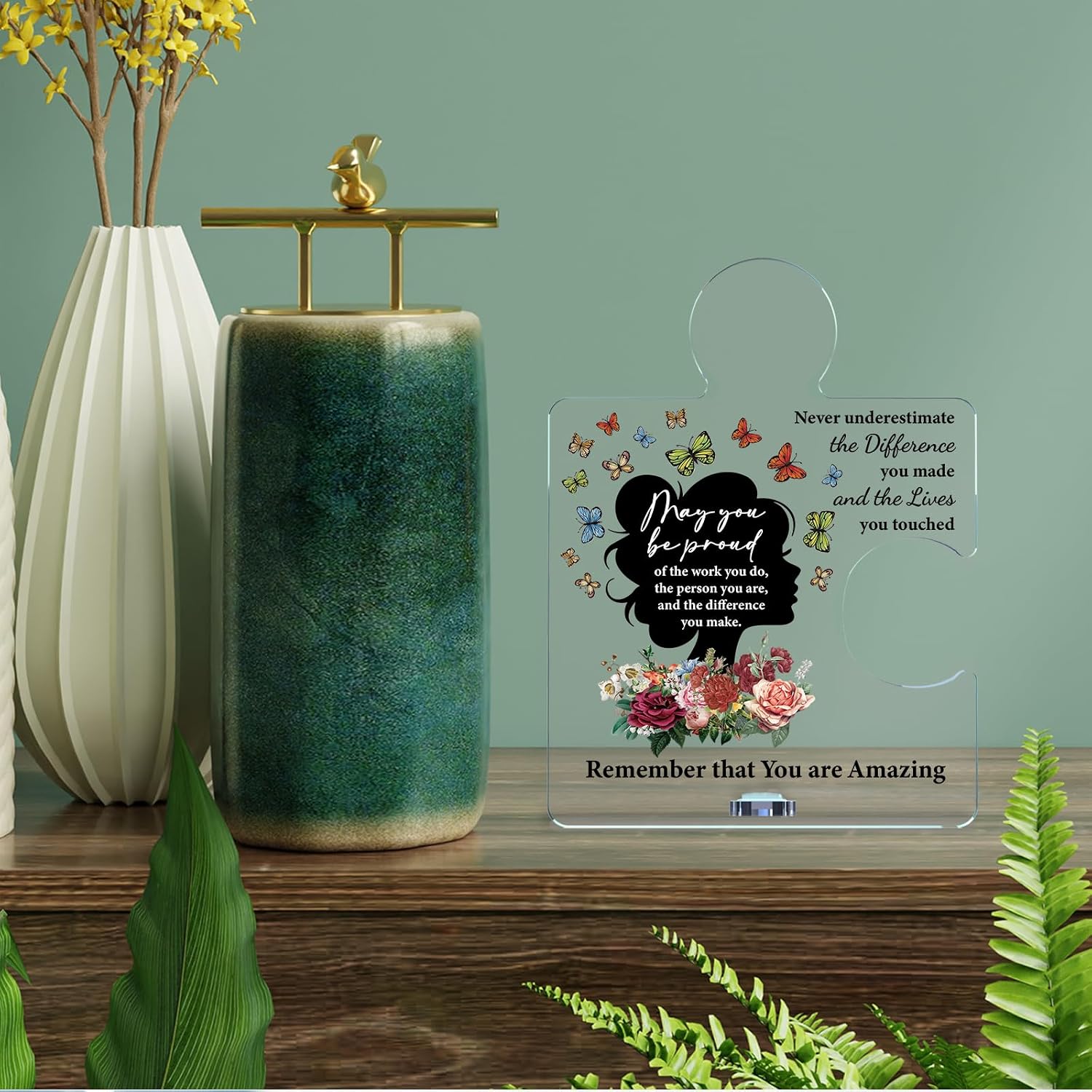 Positive Office Desk Decor for Women, Inspirational Gifts for Coworker Employee Colleagues Bestie Friends, You Are Amazing Acrylic Puzzle Sign Office Decorations image 5
