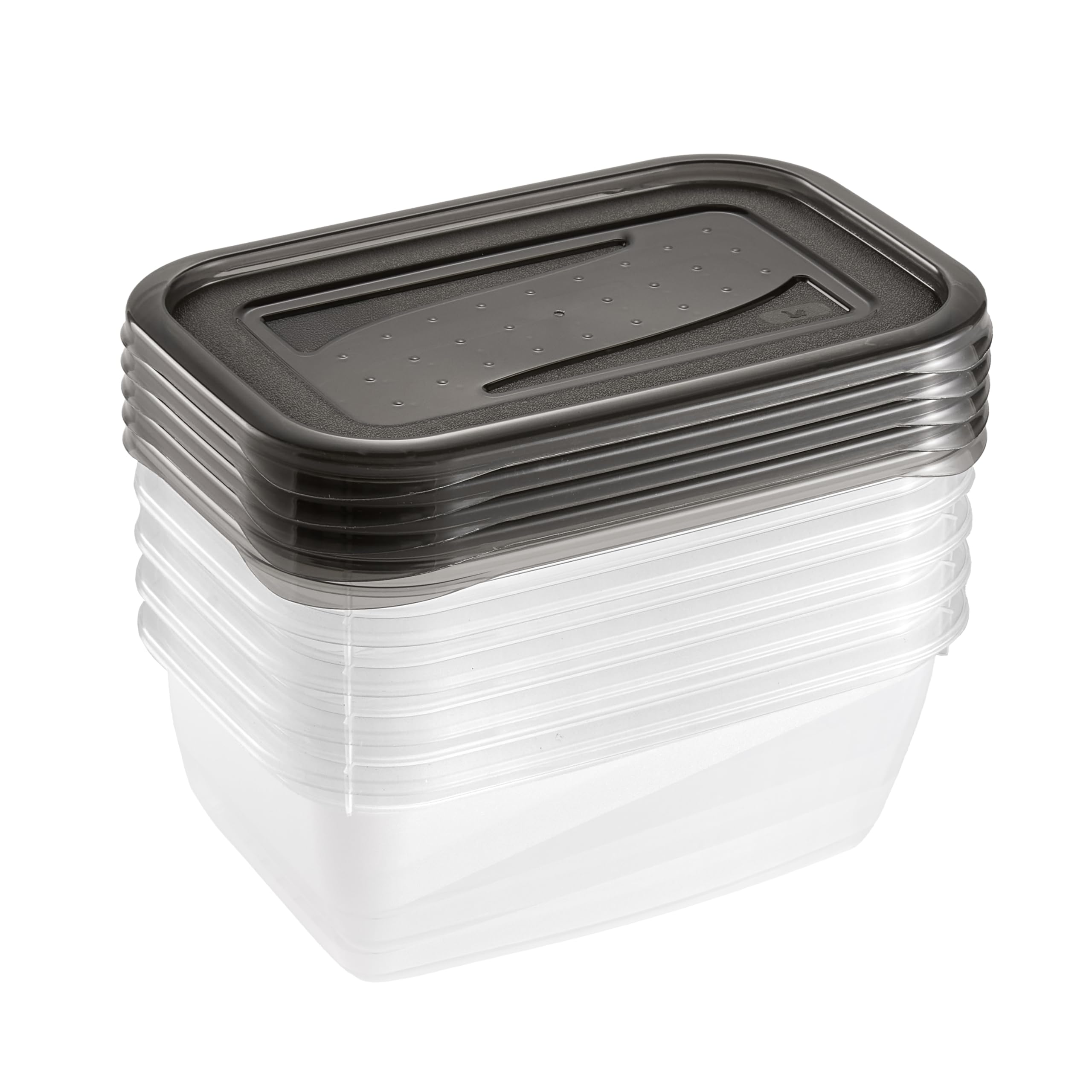keeeper Fredo Set de 5 cajas con tapa para alimentos, 5 x 0,5 L, Gris cristal (Transparente) (Paquete de 6)