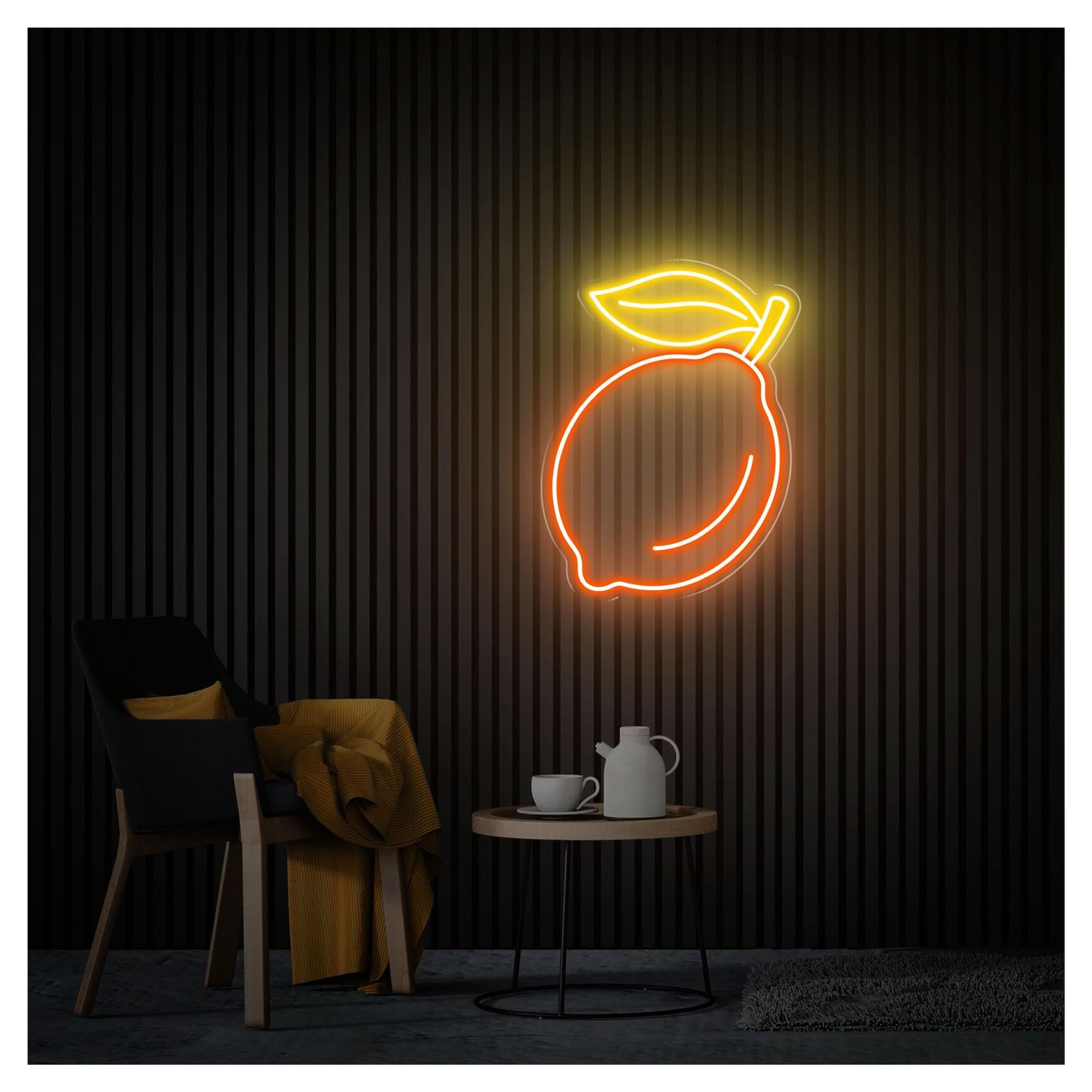 RONGCH Hanging Art Signs Fruit Lemon Neon Sign,Suitable for Restaurant Milk Tea Shop Decor with Dimmable 26cmx35cm(G)