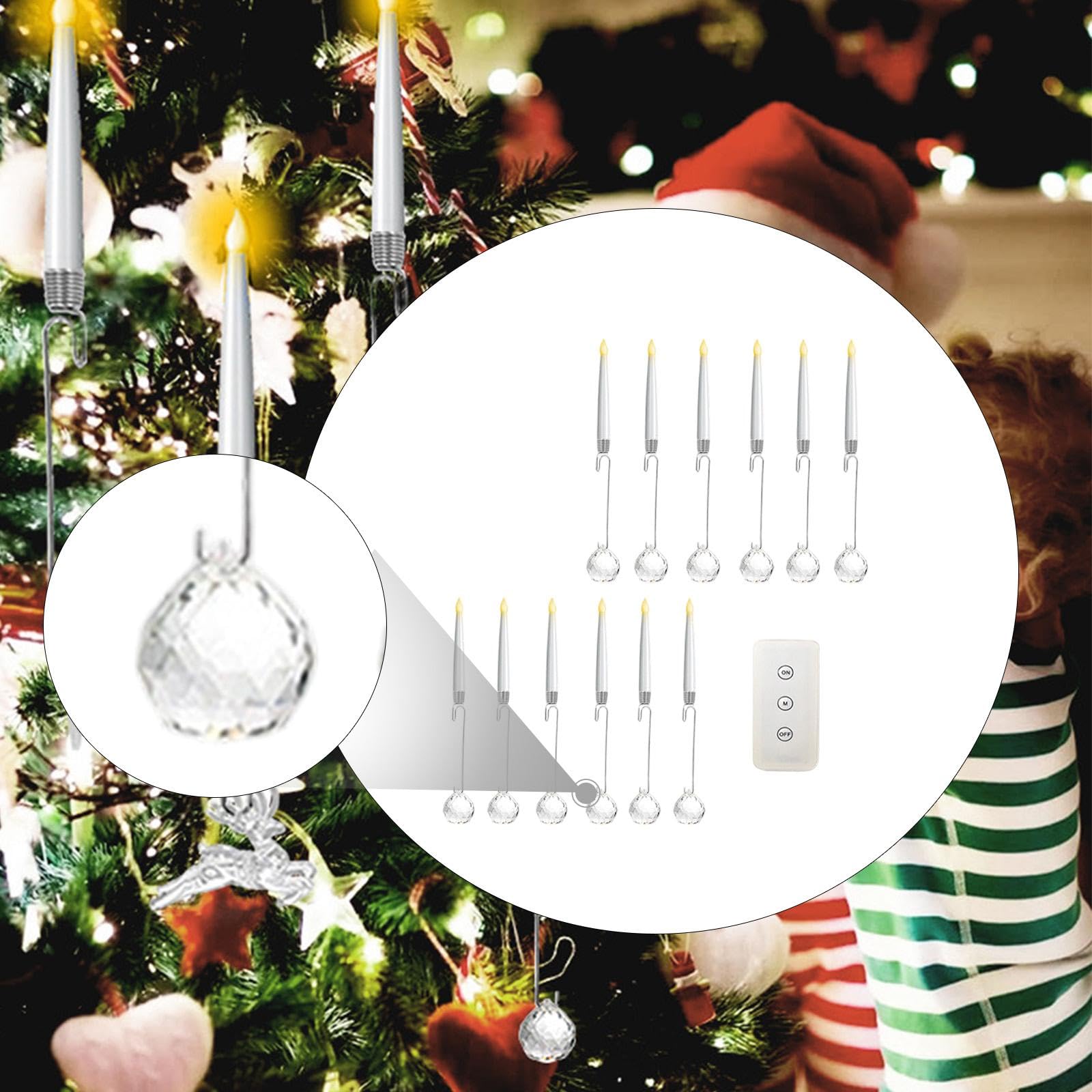perfk 12x Candele per albero di Natale a LED, candele coniche corte, decorazioni con telecomando, candelieri a LED per tavolo, festa, Halloween, casa, Palla Acrilica