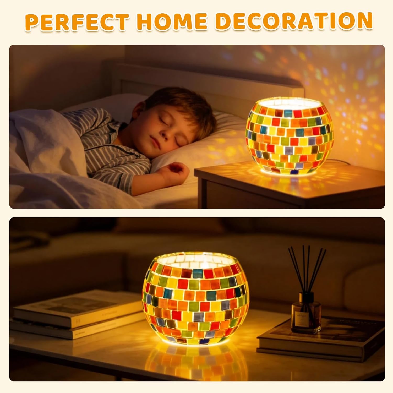 ONE TO FOUR Kids Craft Kit Mosaic Stained Glass Candle Holder - DIY Arts and Crafts for Kids Ages 8-12 & Adults, Turkish Night Light Making Kit, Ideal Home Decor Gift for Birthdays