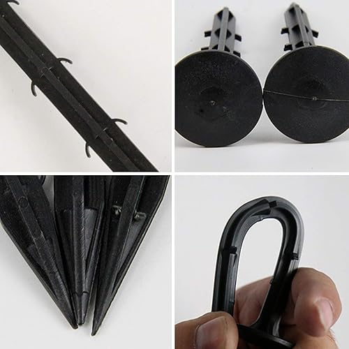 Miniatura 4 de findTop Juego de 60 anclajes de plástico para jardín y grapas de jardín de acero inoxidable, picos de anclaje de paisaje de plástico de 8 pulgadas y