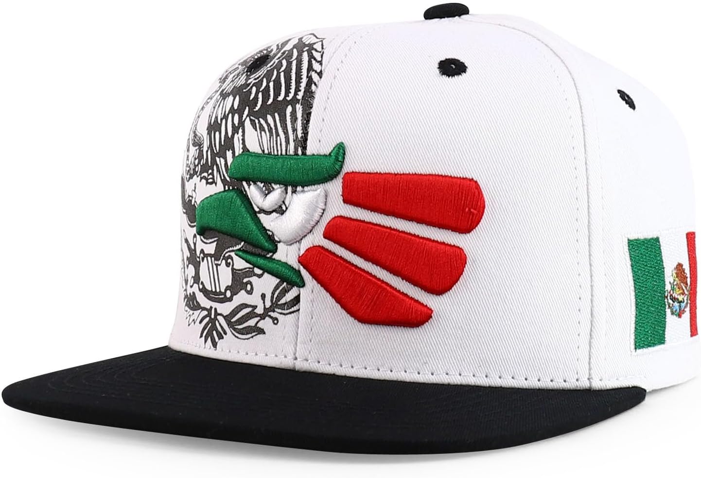 Hecho En Mexico Eagle 3D Embroidered Flat Bill Snapback Cap