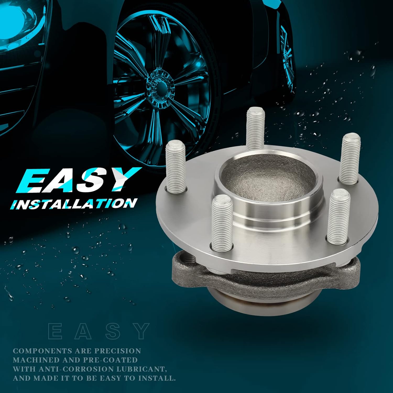 IRONTEK 513268 Front Wheel Bearing and Hub Assembly 5 Lugs w/ABS Fit 2003-2007 for Infiniti G35 RWD, 2003-2009 for Nissan 350Z 1 PCS
