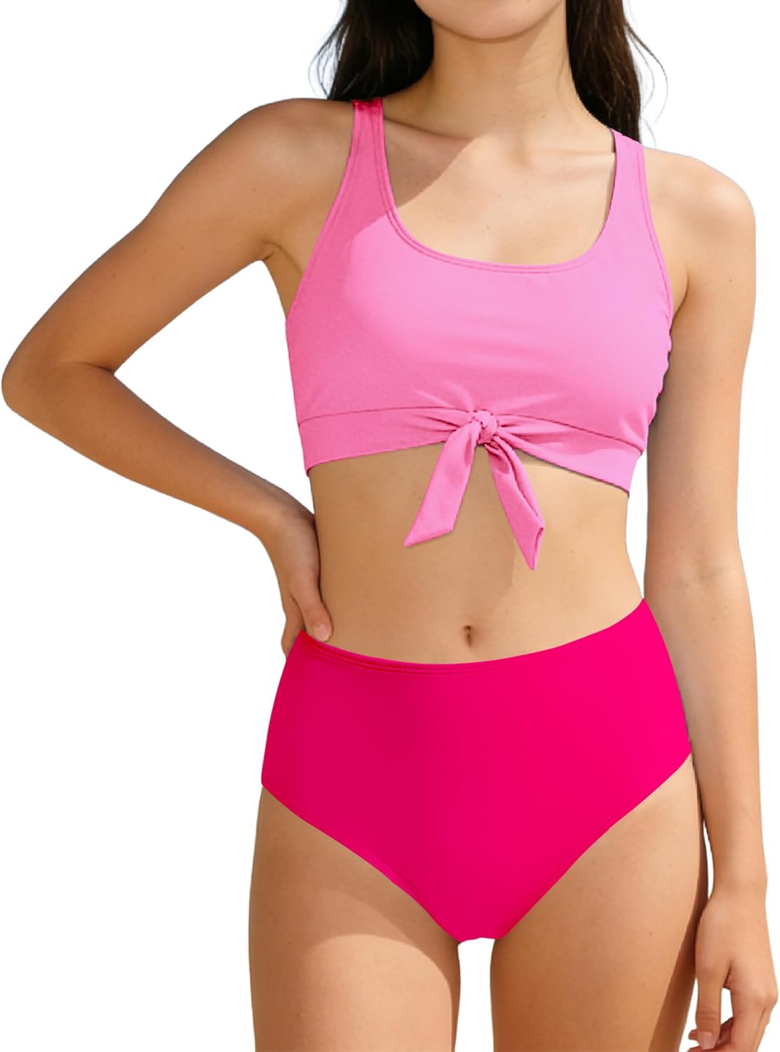 oklady Girls Swimsuit 2 Piece Bikini Set Tiered Ruffled Bathing Suit Adjustable Straps Girls' Swimwear