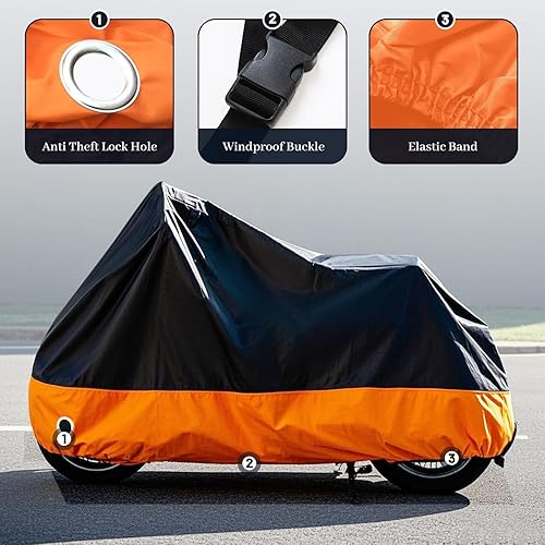 Miniatura 2 de XYZCTEM Funda impermeable para motocicleta al aire libre, protección para todo tipo de clima, accesorios de vehículo, resistente al sol, resistente