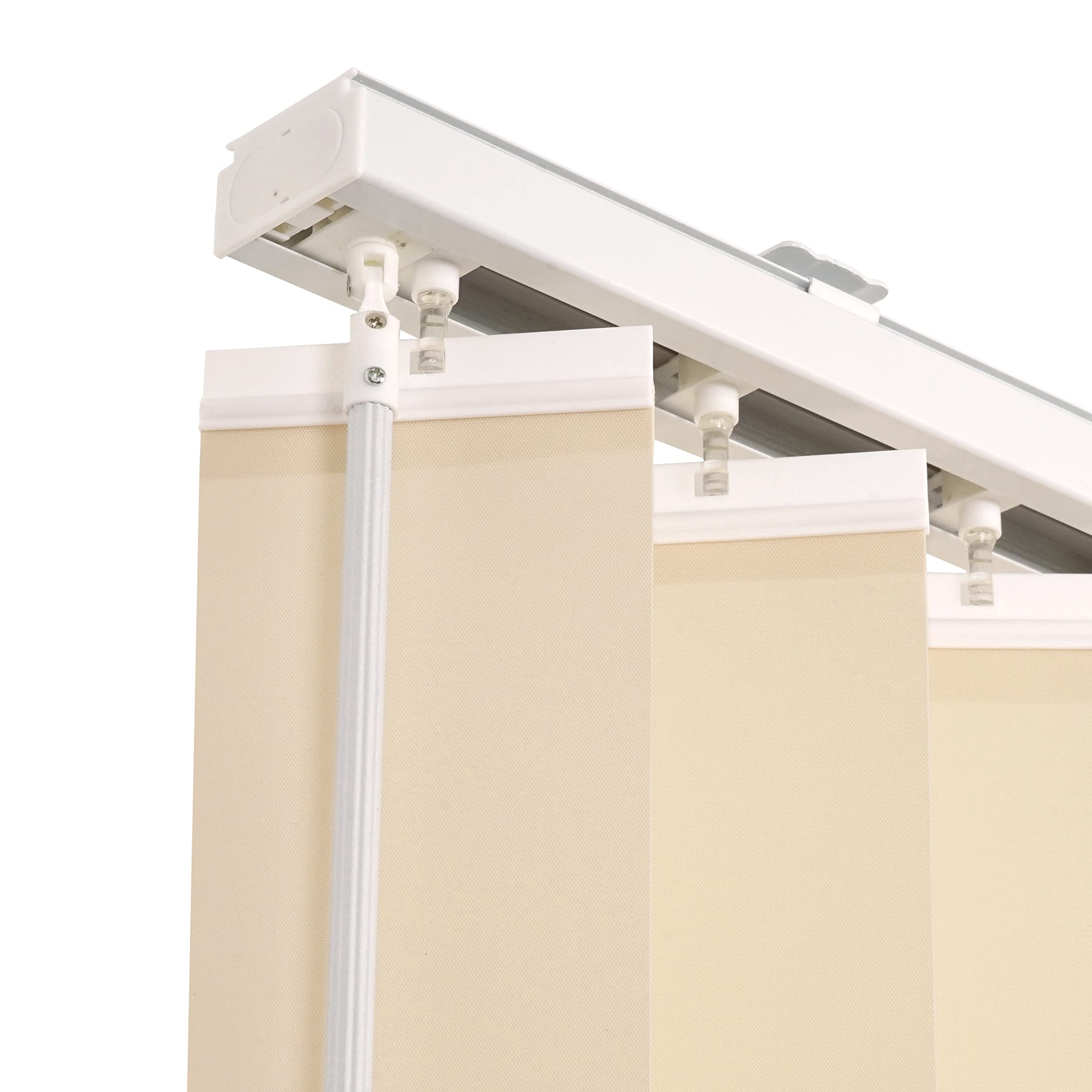 Ventanara® Lamellenvorhang durchgehende Schiene Komplettset Vertikaljalousie 89mm inkl. Montagematerial (Beige (raumverdunkelnd), 200 x 180 cm)
