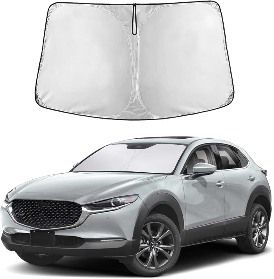EcoNour Windshield Sun Shade Compatible for Mazda CX-30 2019–2026 | Custom Fit Crossover Front Window Sunshade | Foldable Heat & UV Reflective Sun Visor