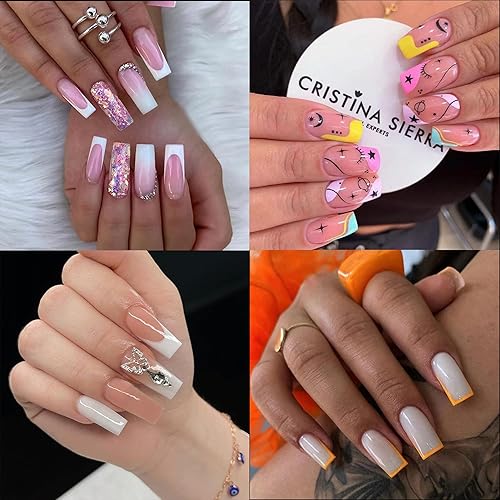 Miniatura 6 de AddFavor 240 puntas de uñas de gel X de cobertura completa, puntas de uñas de almendra transparentes, de longitud media, uñas postizas artificiales