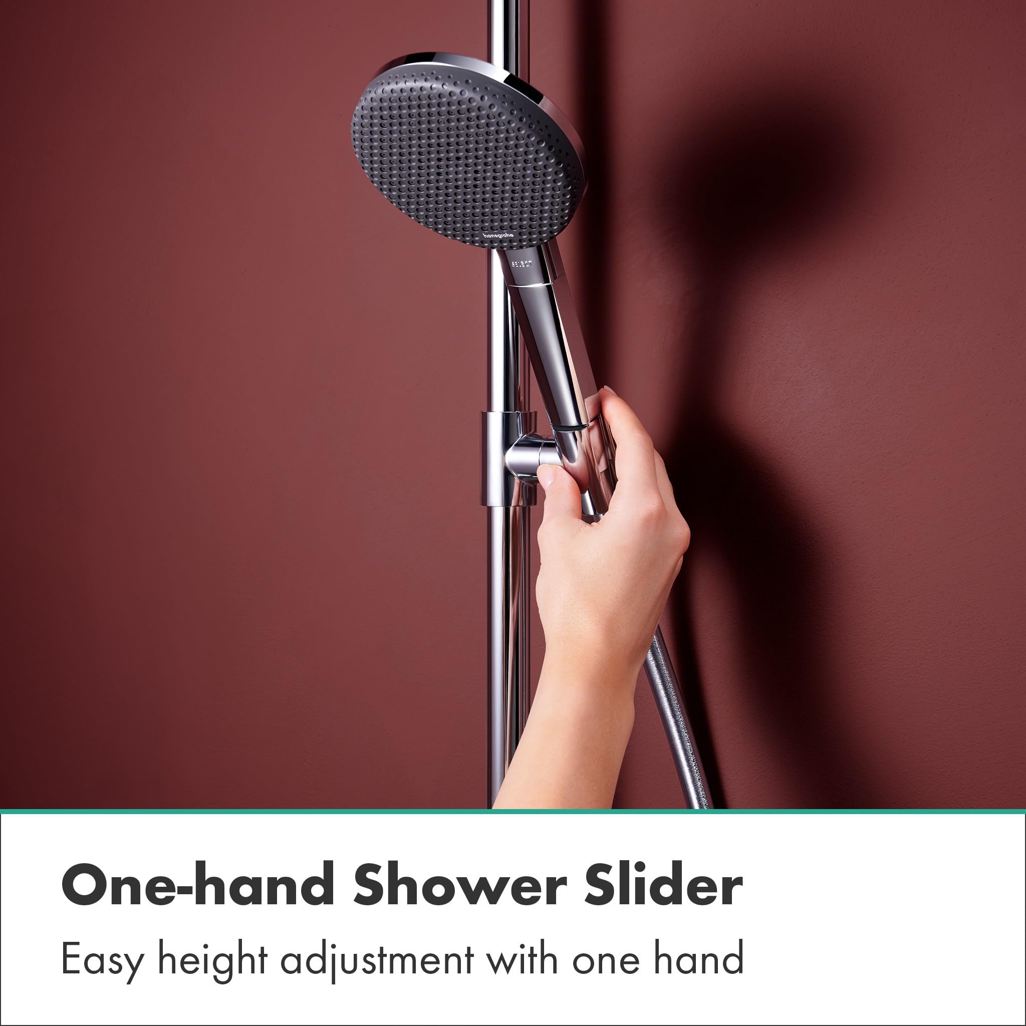 hansgrohe Raindance Alive S Puro - sistema de ducha max. 6 l/min (EcoSmart+) con termostato, ducha lluvia (300 mm) con grifo, ducha de mano, flexo, barra, ducha fija redonda, cromo, 24594000