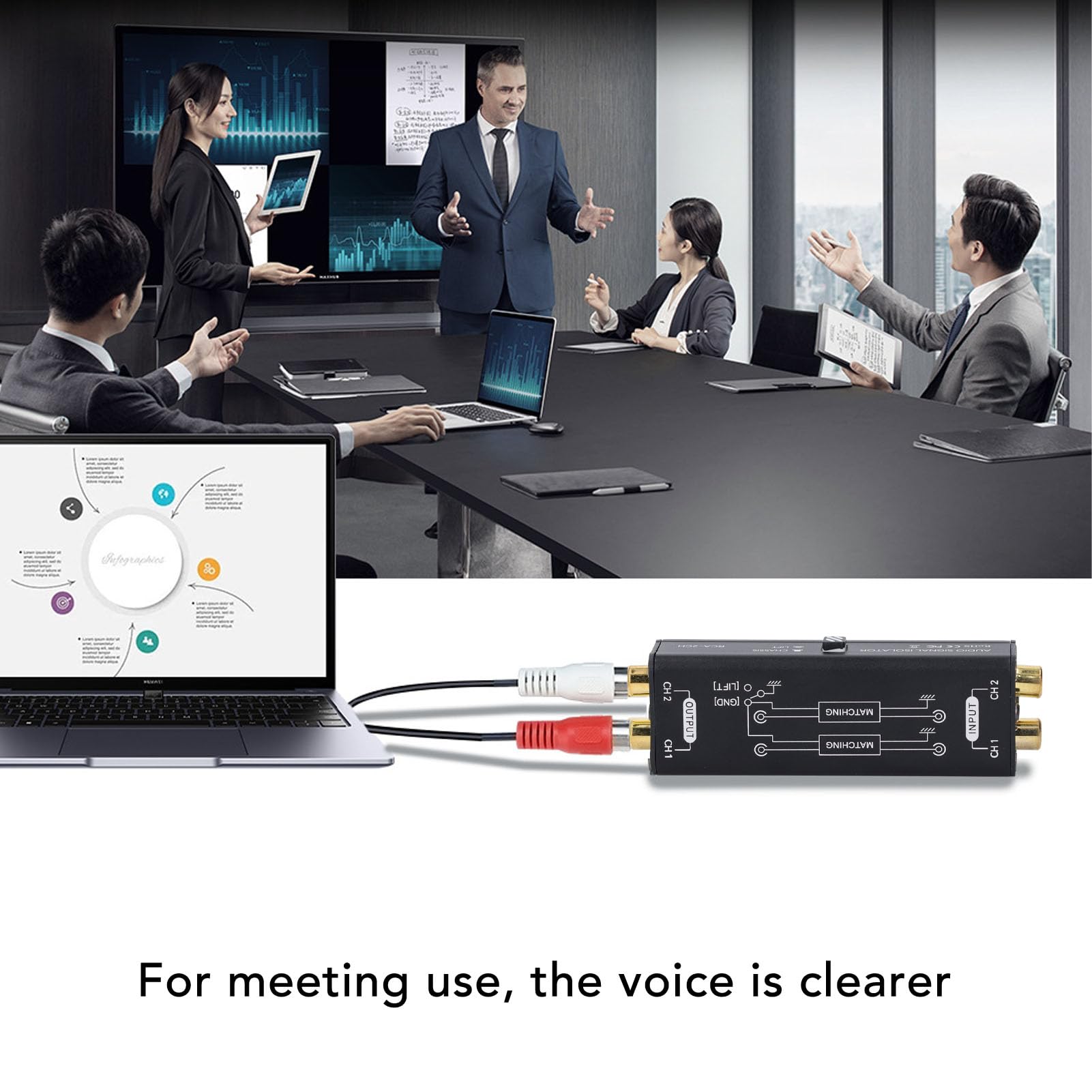 Eliminatore di Ronzio Isolatore di Rumore del Circuito di Massa Filtro del Segnale Audio a 2 Canali per Mixer per Microfono da Conferenza