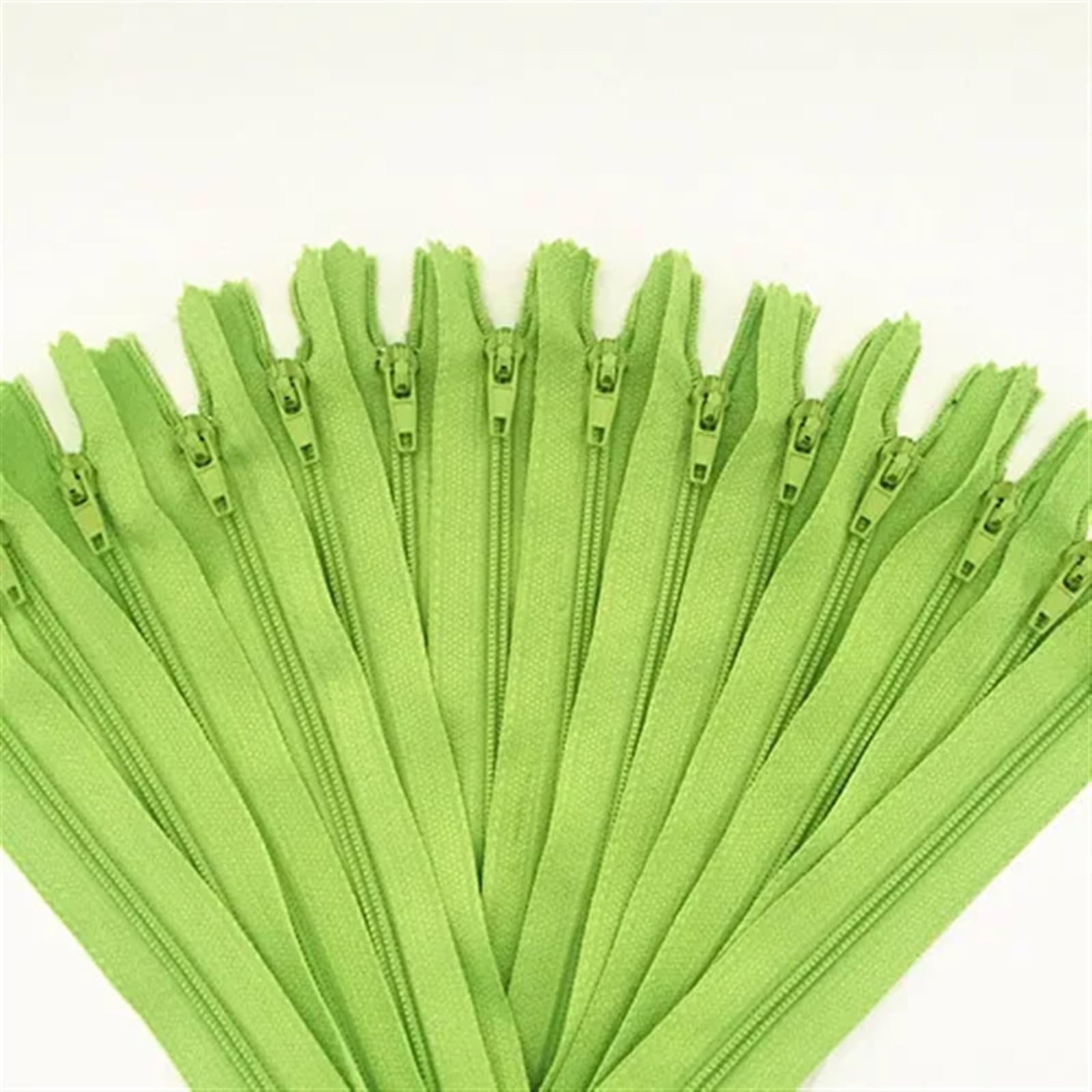 MOHUIED Separating Jacket Zippers 10pcs Nylon Coil Zippers Tailor Sewer Craft DIY Apparel Sewing Supplies,Crafts Sewing(Grass green,10inch (25cm))