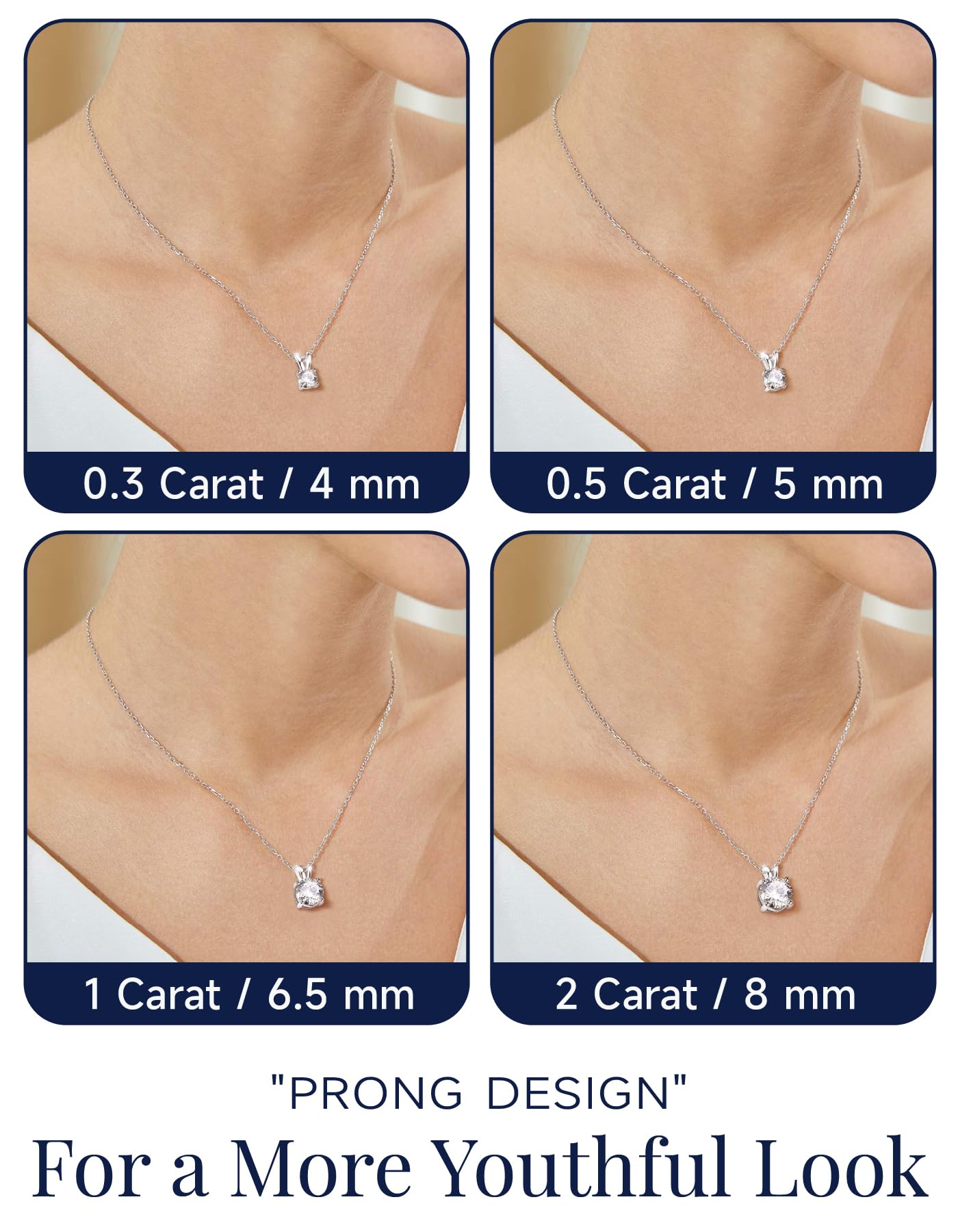 MomentWish Collar de Plata para Mujer 925 con Colgante, 1 Quilate Collar de Moissanite con Diamantes Joya Regalo de San Valentín para Mujeres Novia