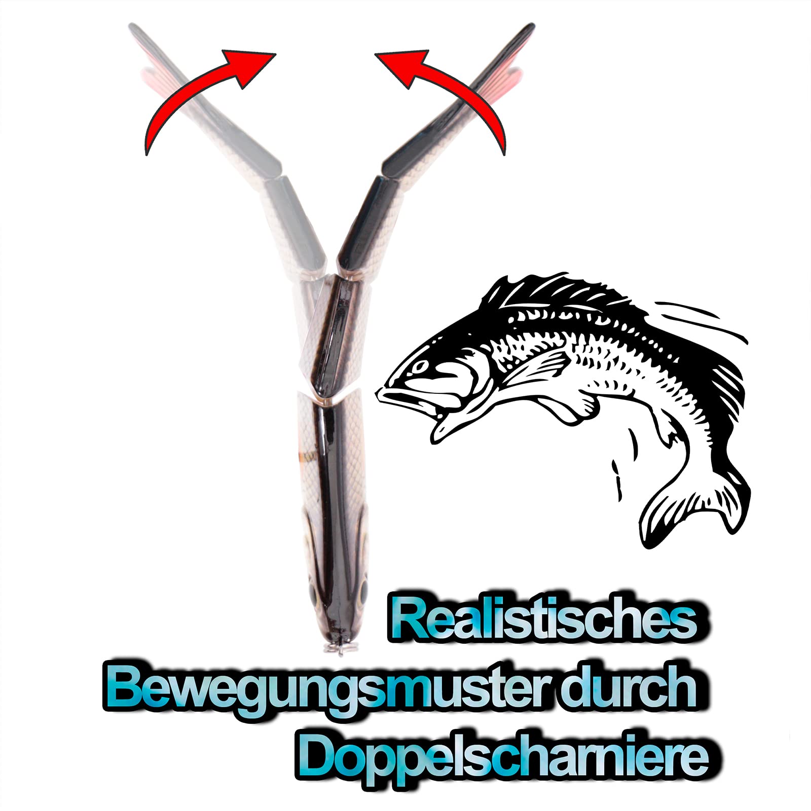 Esca Artificiale PRIOstahl Da 150 Mm E 35 G Per Spinning, Con Sonaglio E Segmentazione In 4 Parti, Per Luccio E Pesce Persico