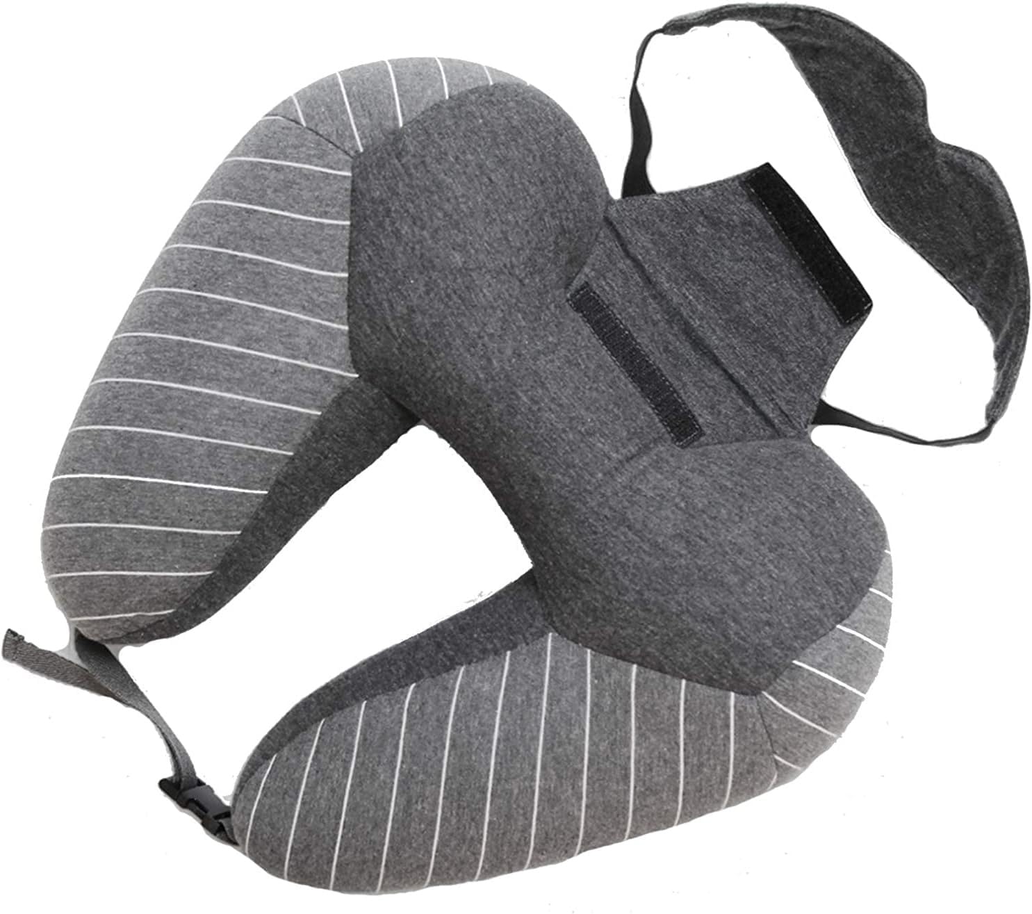 Almohada de viaje con soporte for la barbilla, almohada de viaje for el cuello y capucha for los ojos, cómodo kit de viaje 2 en 1, formas ergonómicas de apoyar la cabeza, el cuello y la barbilla cuand