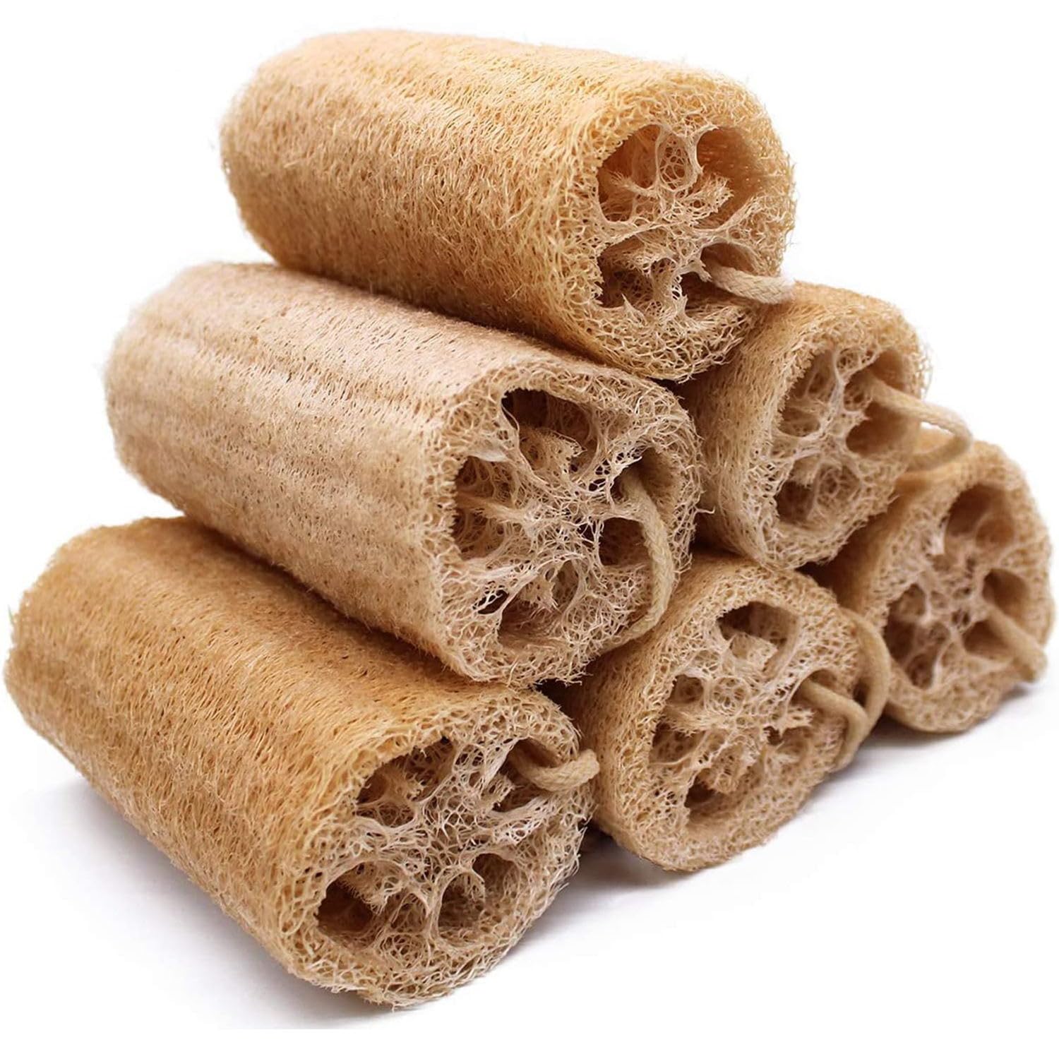 Natural Loofah Sponge, METLUCK 6 Pack Organic Real Loofah Exfoliating Body Scrubber Luffa Sponge Natural Loofah Bulk for Men Women in Bath Shower Deep
