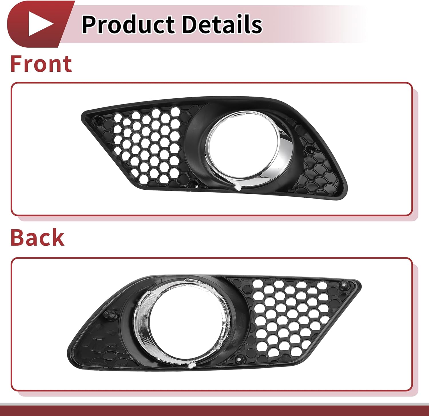1 Pc Fog Light Grill for Mercedes-Benz C300 2008-2012 Front Left Front Lower Bumper Fog Light Cover Inserts No.2048850253 Black Silver Tone ABS - Image 6