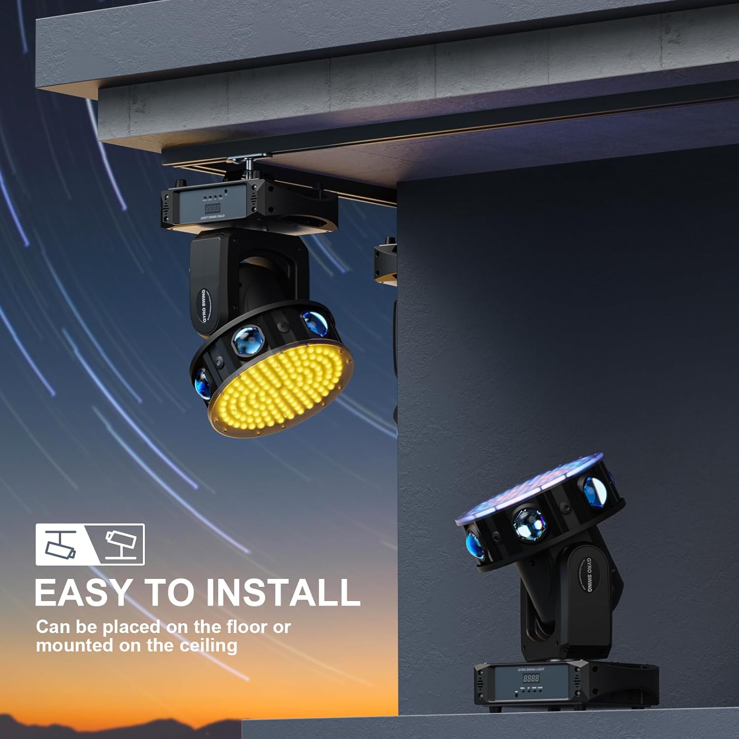 Installation options: floor or ceiling mount