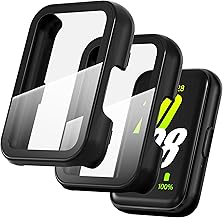 Diruite 2-Pack Case for Samsung Galaxy Fit 3 Tempered Glass Screen Protector,Ultra Thin HD Scratch Resistant PC Protective Cover,Black&Black