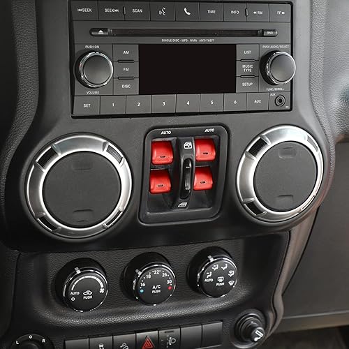 Miniatura 7 de Voodonala Cubierta de botón para interruptor de ventana para Jeep JK JKU 2012-2018, 4 piezas de aleación de aluminio, accesorios interiores