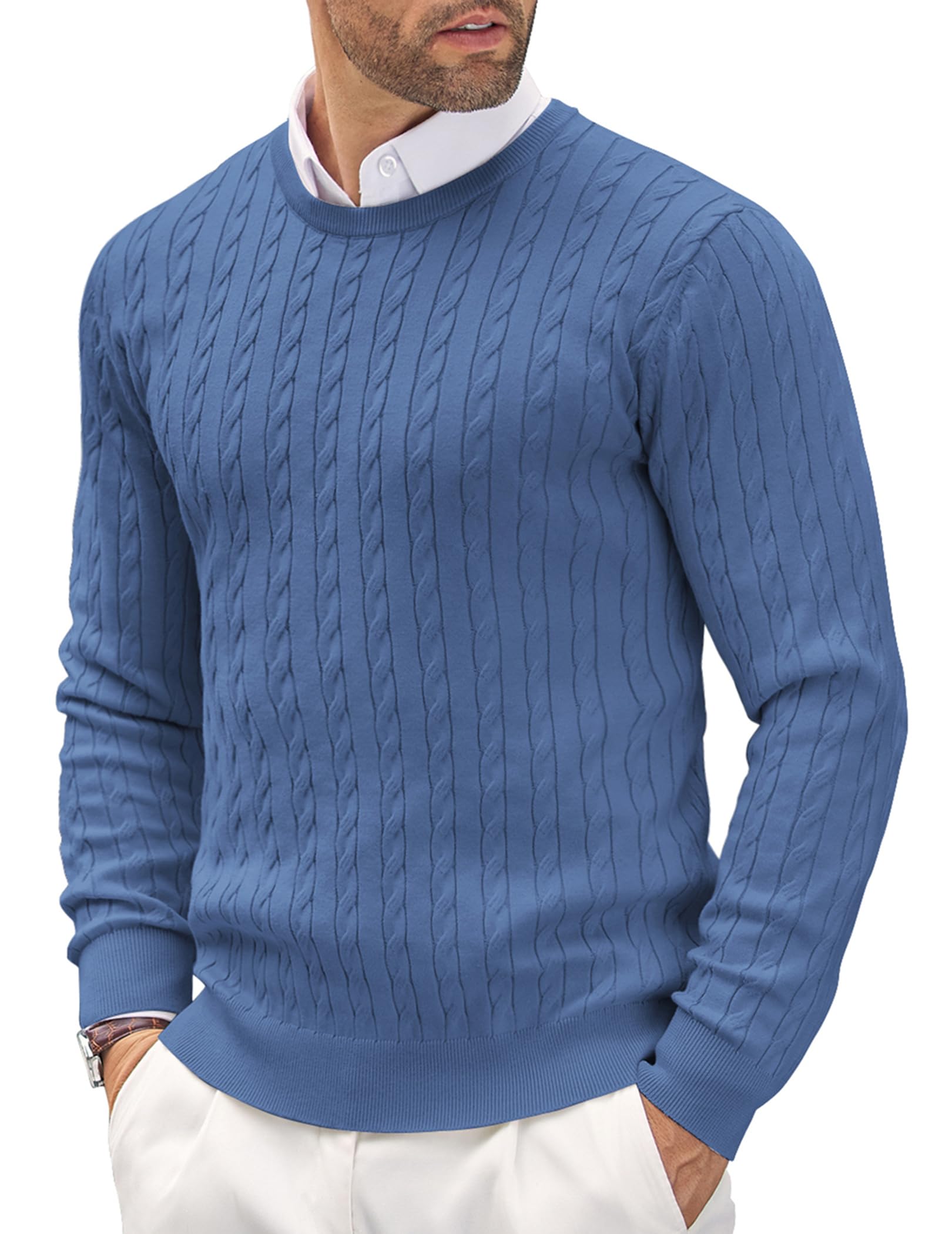 COOFANDY Crewneck Knit Sweater