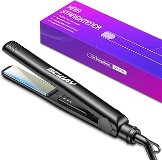 Bcway Hair Straightener, 1" Titanium 3D Float Plate Flat Iron for Hair with Adjustable Temp 290°F-450°F and Fast Heating, ...