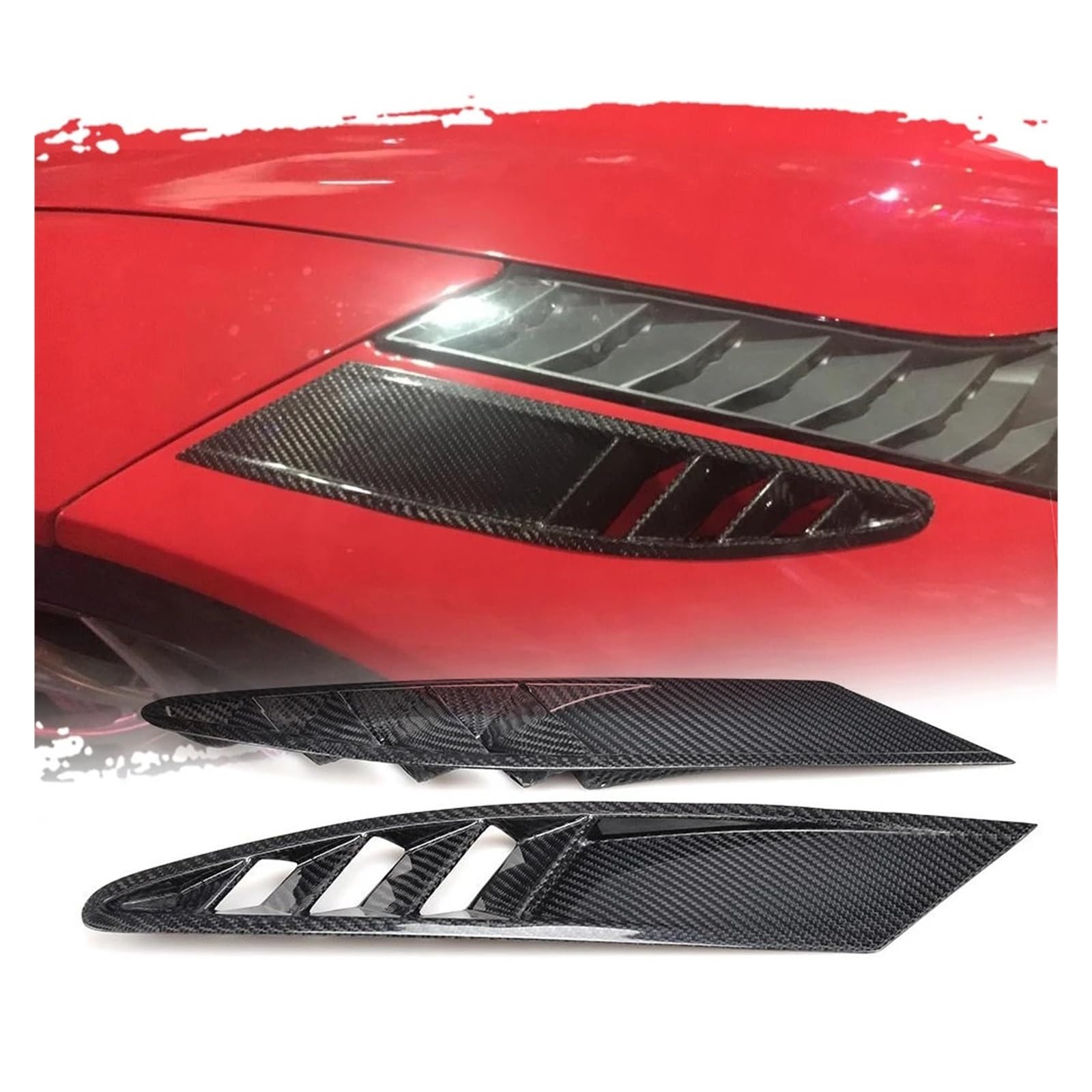 Wymiana przedniego zderzaka kompatybilna z Ferrari 458 Base Coupe 2 Door 2011 2012 2013 Akcesoria samochodowe Części 2PCS, Włókno węglowe Boczne wloty powietrza Siatkowe osłony etui