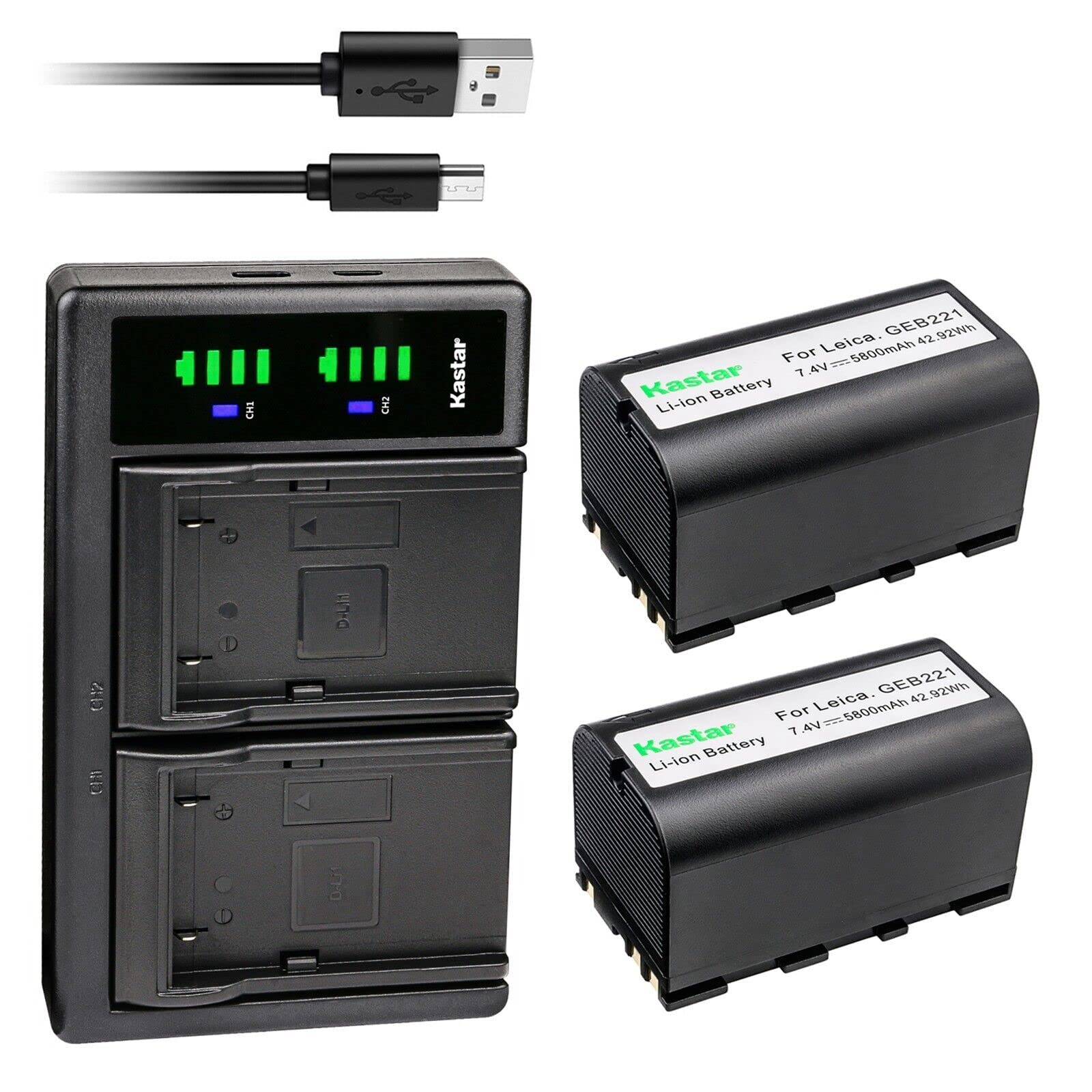 Kastar 2-Pack Battery and LTD2 USB Charger Compatible with Leica Survey Equipment, Total Station GNSS Receiver, GPS900, GPS1200, GRX1200, GX1200, VIA, Piper 100, Piper 200, RX1200, RX900, SR20-image-33