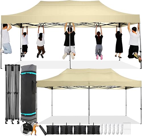 Miniatura 48 de COBIZI Toldo desplegable de 6.6 x 6.6 pies sin pared lateral, toldo resistente UPF 50+ para todas las estaciones, resistente al viento e