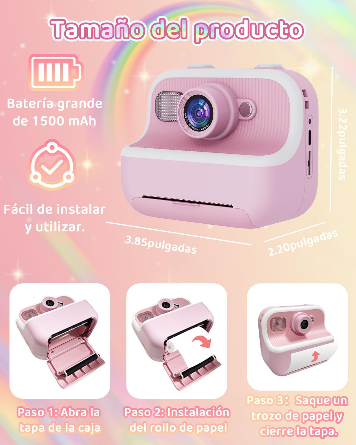 Steps for loading printing paper into the instant camera