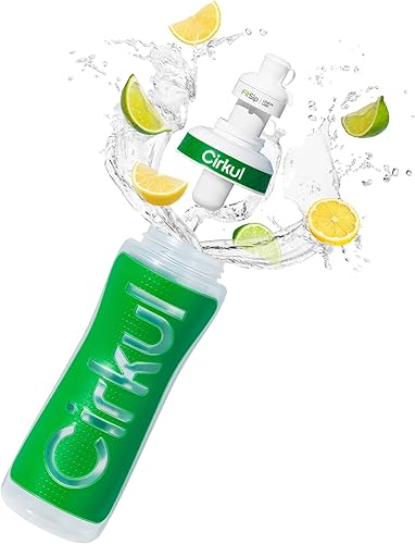 Miniatura 16 de Cirkul Botella de agua de plástico gris de 22 onzas y tapa deportiva, sin BPA, diseño antideslizante para gimnasio, ciclismo y deportes con cartucho