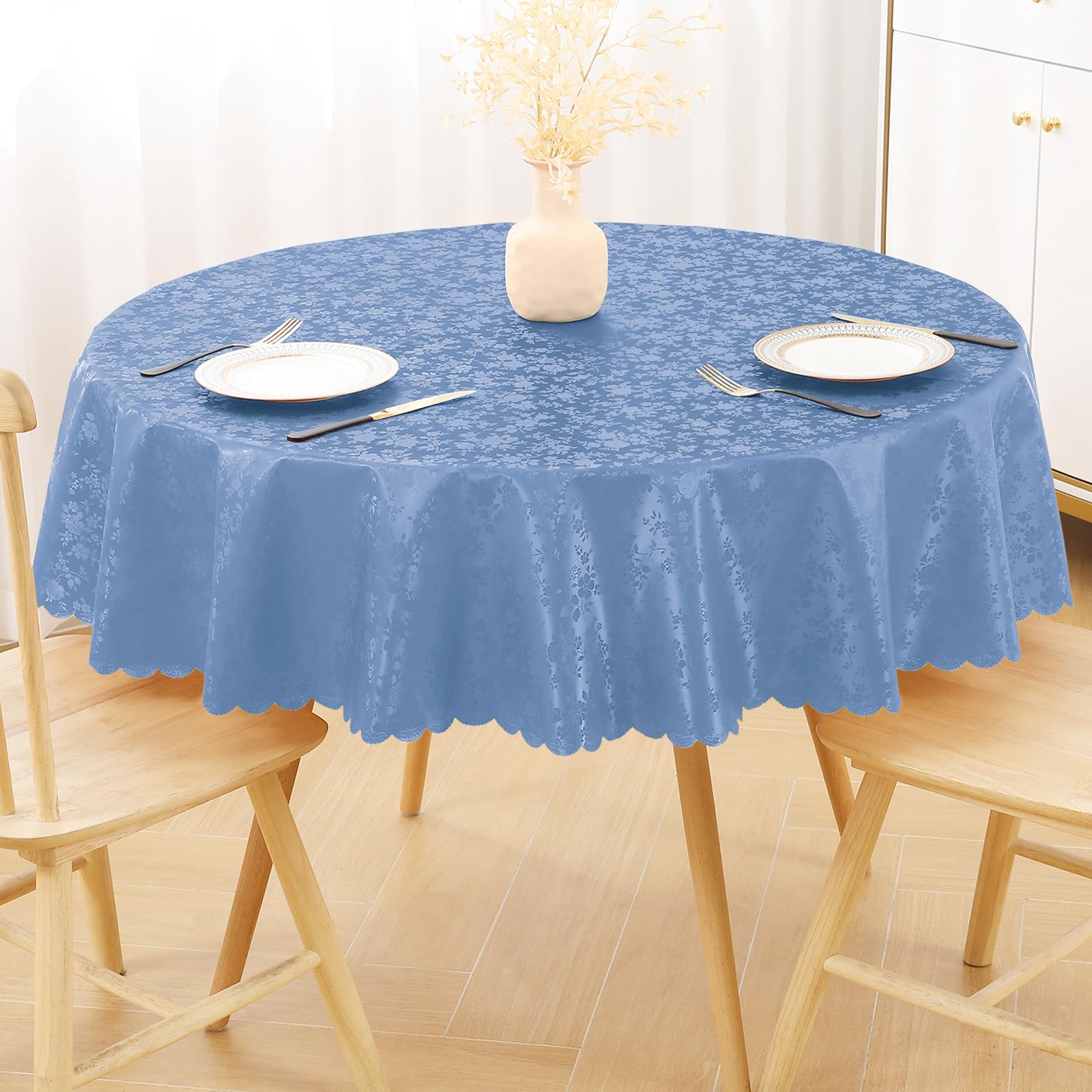 Smiry Round Waterproof Heavy Duty Vinyl Tablecloths, 60 x 60 Inch