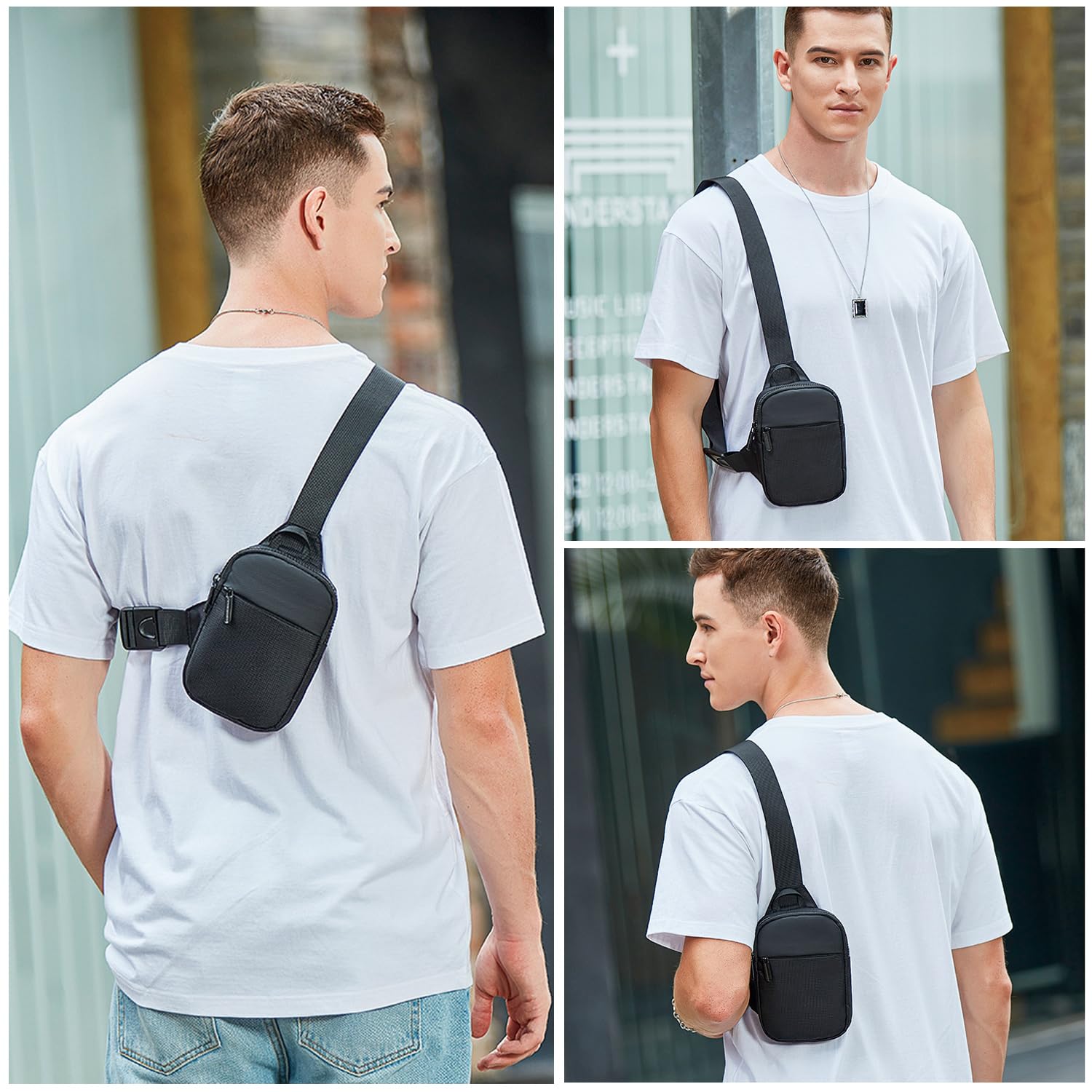 KRYMSON 1 bolso de hombro deportivo, bolso bandolera impermeable, bolso bandolera pequeño, bolso de pecho simple y de moda, adecuado para el senderismo diario, ciclismo y ejercicios deportivos