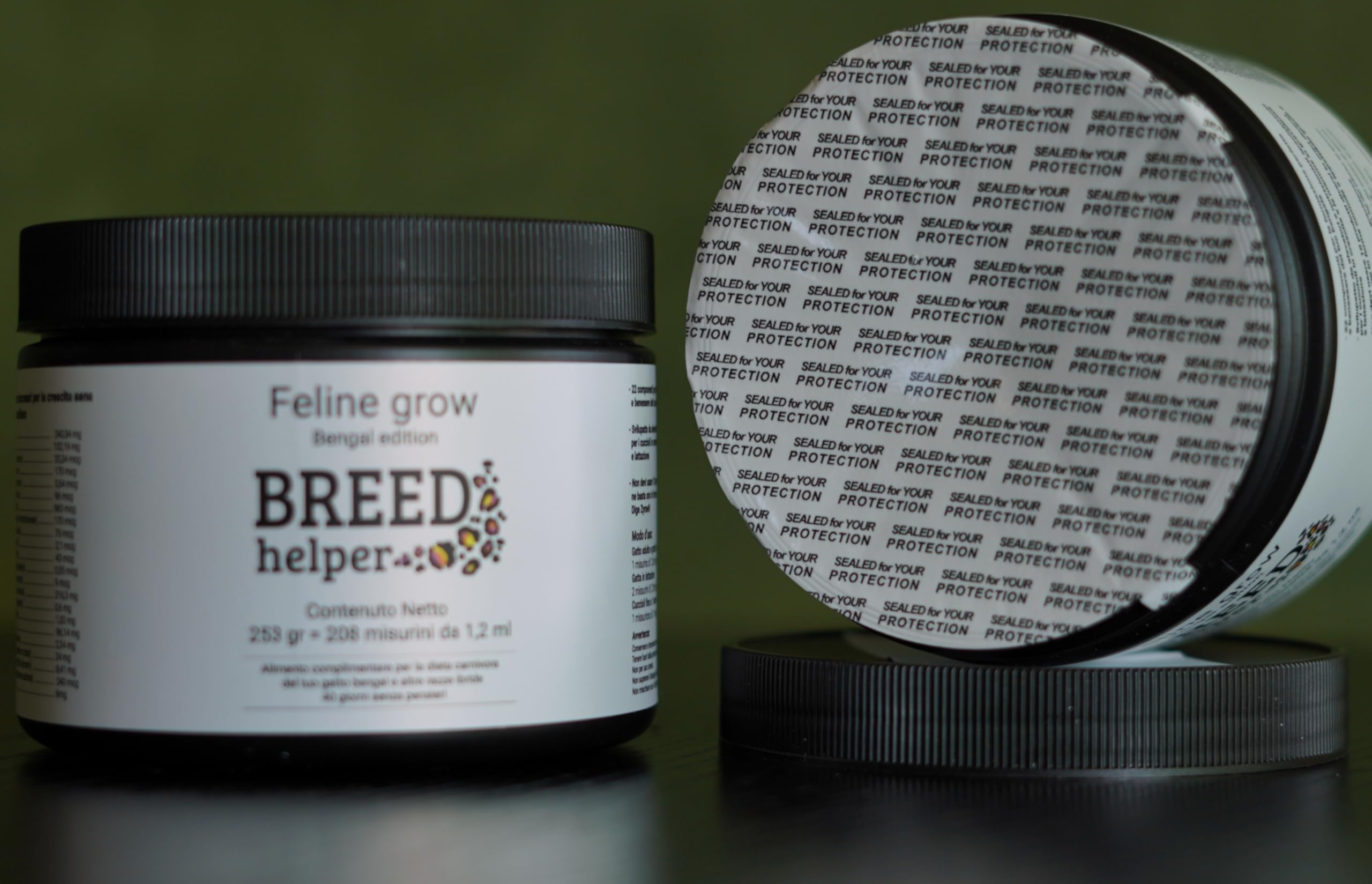 Feline Grow, Integratore complesso di 22 componenti per Gatti Bengala in periodi di crescita ed acopiamento, con la Taurina, Acido folico,Silimarina e L-Lysine, supporto imunitario