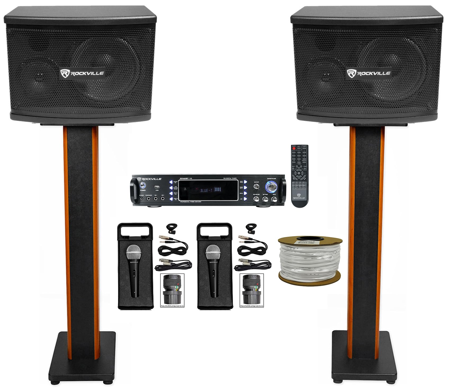 (2) Rockville KPS65 400w Karaoke/Pro Speakers+Bluetooth Amp+36